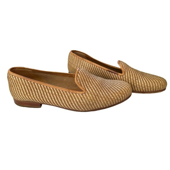 Stubbs and Wootton Women's Beige Raffia Straw Flats Size 5 1/2 Retail 575 - Picture 3 of 10